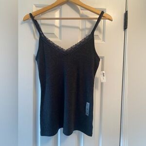 Old Navy Lace Edged Tank Top and Charcoal Grey Casual Skirt Bundle Both Size M